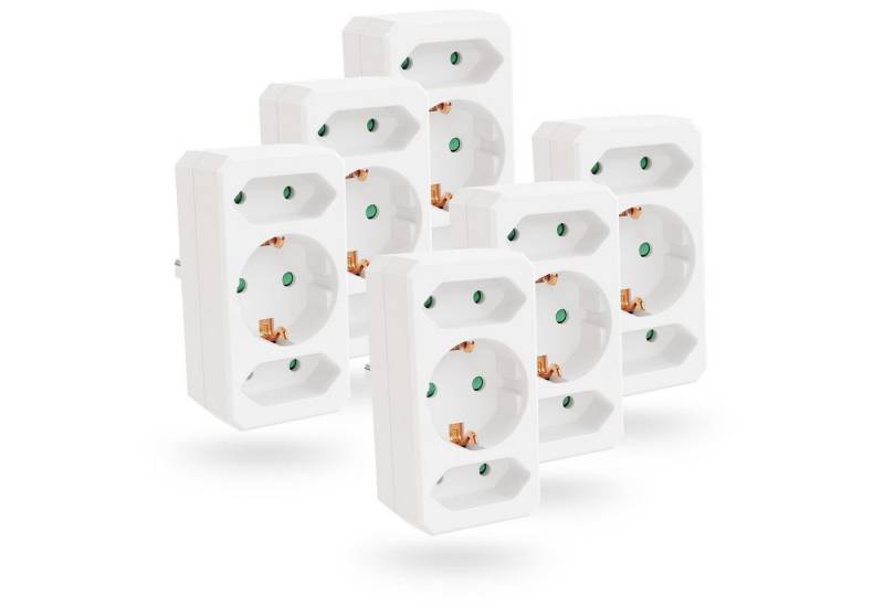 greate. 6x 3fach Steckdosenadapter bis 3500W, 3er Mehrfachsteckdose ohne Kabel Mehrfachsteckdose 3-fach (Erhöhter Berührungsschutz) von greate.