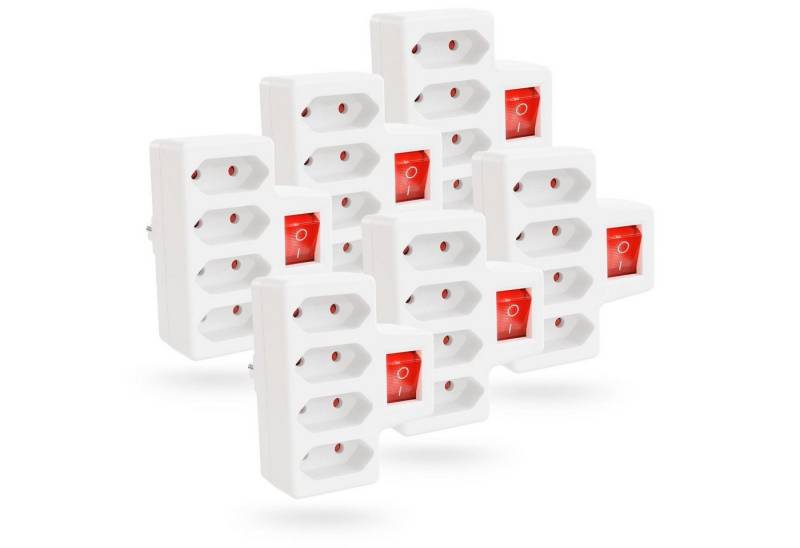 greate. 6x 4er Steckdosenadapter mit Schalter max. 2300W - Mehrfachsteckdose Mehrfachsteckdose 3-fach (Mit Schalter, Erhöhter Berührungsschutz) von greate.
