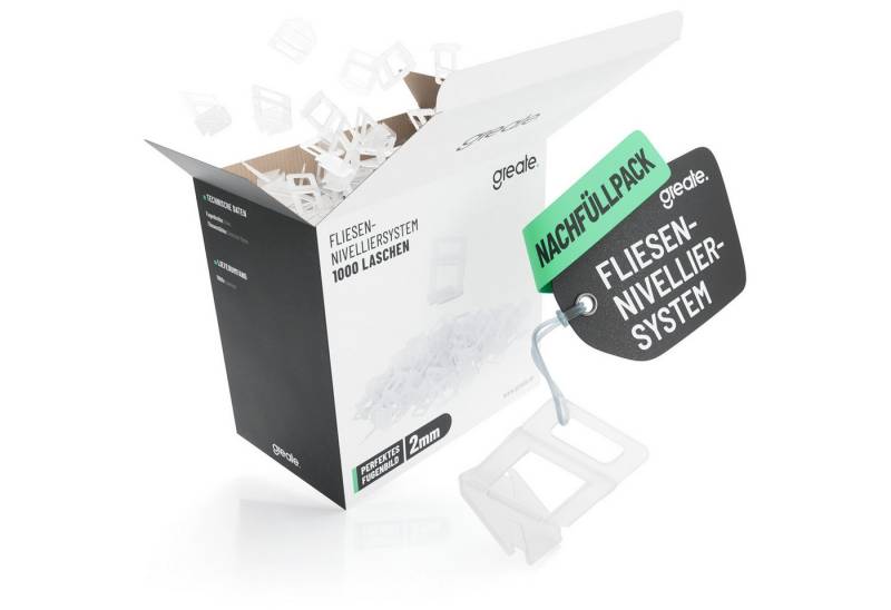 greate. Nivelliersystem 1000 Zuglaschen Fliesen Nivelliersystem 2mm - Fliesen Abstandshalter (1000-St) von greate.