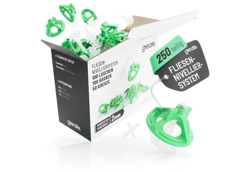 greate. Nivelliersystem 250-teiliges Fliesen Nivelliersystem 2mm - Fliesenverlegehilfe Set (250-St) von greate.