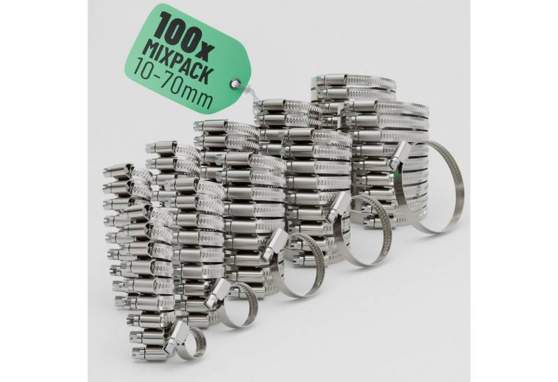greate. Schlauchschelle 100er Schlauchschellen Set - Einstellbare Schlauchschelle Edelstahl, (100-St) von greate.