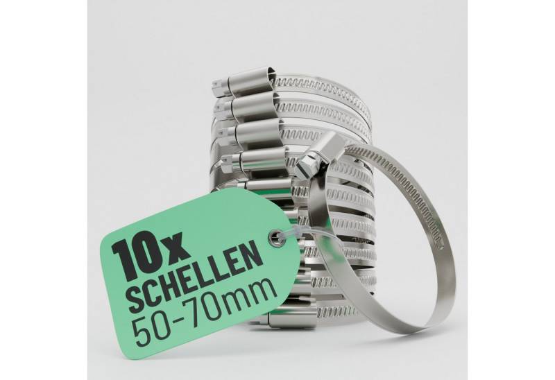 greate. Schlauchschelle 10x Schlauchschellen Edelstahl 50-70 mm - Einstellbare Schlauchschelle, (10-St) von greate.