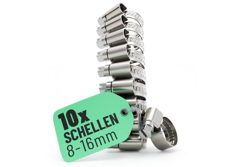 greate. Schlauchschelle 10x Schlauchschellen Edelstahl 8-16 mm - Einstellbare Schlauchschelle, (10-St) von greate.
