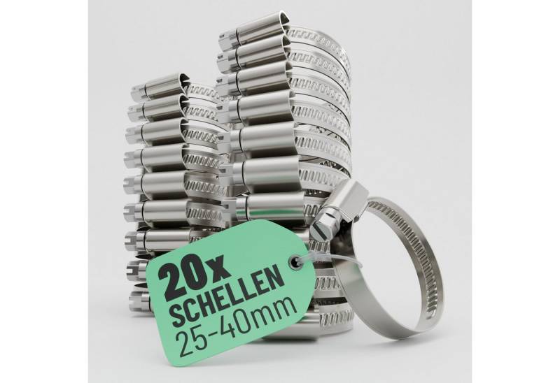 greate. Schlauchschelle 20x Schlauchschellen Edelstahl 25-40 mm - Einstellbare Schlauchschelle, (20-St) von greate.