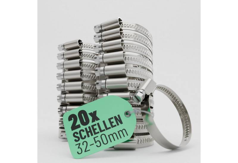 greate. Schlauchschelle 20x Schlauchschellen Edelstahl 32-50 mm - Einstellbare Schlauchschelle, (20-St) von greate.