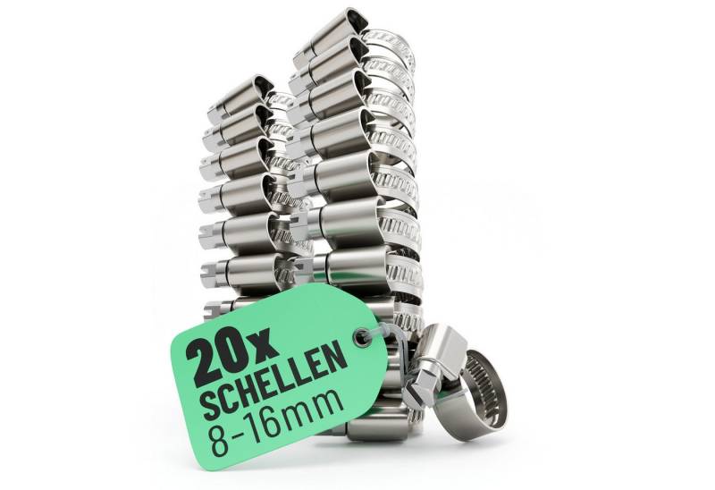 greate. Schlauchschelle 20x Schlauchschellen Edelstahl 8-16 mm - Einstellbare Schlauchschelle, (20-St) von greate.