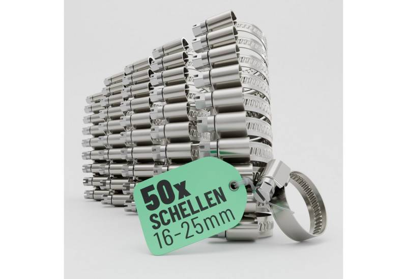 greate. Schlauchschelle 50x Schlauchschellen Edelstahl 16-25 mm - Einstellbare Schlauchschelle, (50-St) von greate.