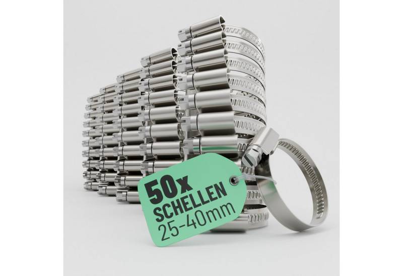 greate. Schlauchschelle 50x Schlauchschellen Edelstahl 25-40 mm - Einstellbare Schlauchschelle, (50-St) von greate.