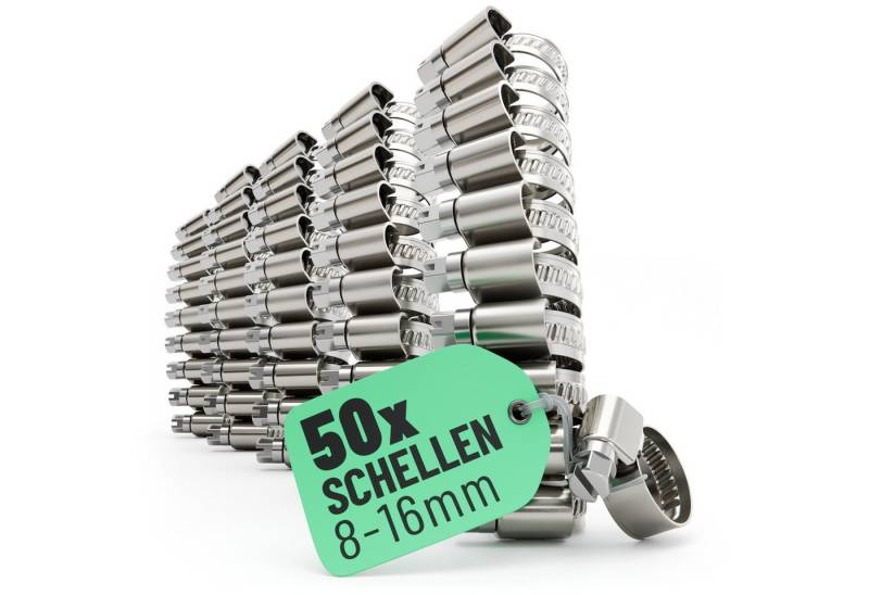 greate. Schlauchschelle 50x Schlauchschellen Edelstahl 8-16 mm - Einstellbare Schlauchschelle, (50-St) von greate.