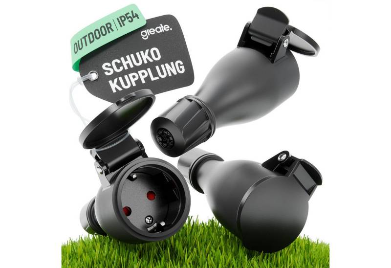 greate. Steckdose 3x Schuko Kupplung 230V Aussenbereich IP54 Schukosteckdose, 3-St. von greate.