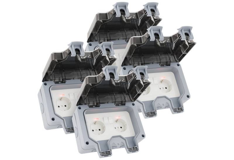 greate. 4x abschließbare Außensteckdose + Schalter - 2fach wasserdicht IP66 Steckdosenleiste von greate.