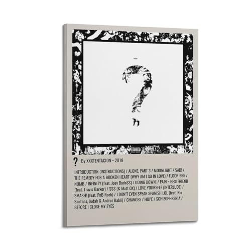 greb XXXTentacion Album-Poster, Leinwand-Poster, Raumdekoration, ästhetisches Poster, künstlerisches Poster für Schlafzimmer, Wohnzimmer, Wände, 30 x 45 cm, Rahmenstil von greb