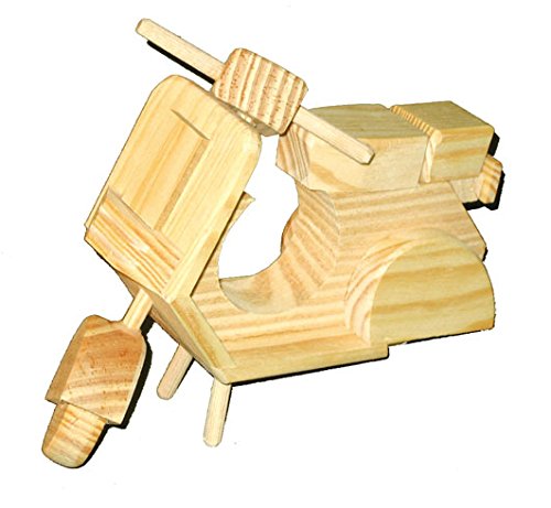 Greca Moto Vespa Miniatura aus Holz. Ecru zum Bemalen Dekorativer Miniature. Maße (B x T x H): 17 x 6 x 14 cm. von greca