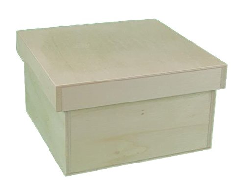 greca Quadratische Holzkiste mit Deckel. Ecru zum Dekorieren. Maße (B/T/H): 16 x 16 x 10 cm. In 3 Größen erhältlich. von greca