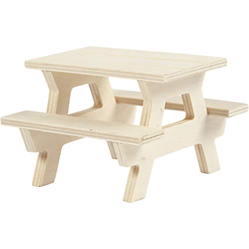 greedeko Miniatur Picknicktisch zum basteln 8x8cm Holz selbstgestalten DIY Deko Mini Gartentisch von greedeko