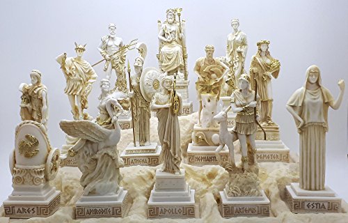 Set 12 Zwölf Griechisch Olympischen Götter Pantheon Figur Alabaster Statue Skulptur 16 cm von greekartshop