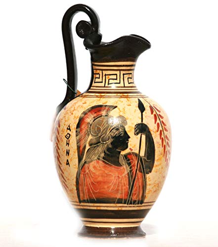Keramikvase mit griechischem Motiv, schwarze Figur, Göttin Athena, 17 cm von greekartshop