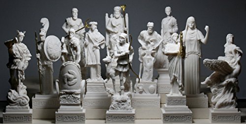 12-er Set Figuren, griechische Olympische Götter, Pantheon, Alabaster von greekartshop