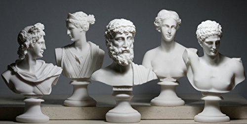 Set 5 Büste Kopf Gottes Zeus Artemis Aphrodite Hermes Apollo Griechisch römischen Statue von greekartshop