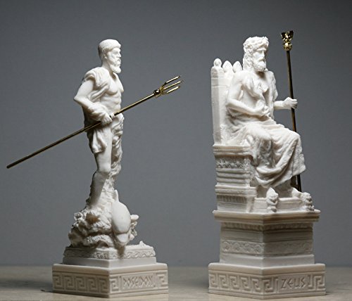 Set King Zeus & Poseidon griechischer römischer Gott Statue Skulptur Figur Alabaster von greekartshop