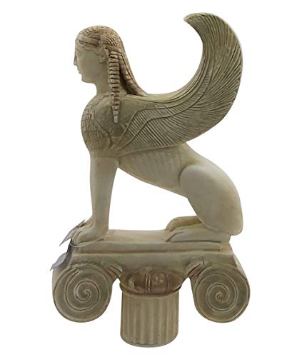 Skulptur Sphinx auf ionischer Säulenhautstadt, antike, griechische Statue, Steinguss von greekartshop