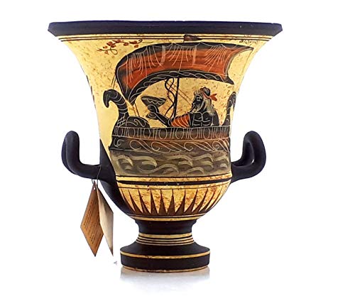 Antike griechische Vase Krater Keramik Göttin Aphrodite & Gott Dionysos 17,5 cm von greekartshop