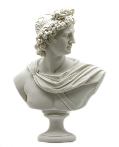Apollo Statue griechischer römischer Gott Büste Kopf Statue Alabaster Skulptur handgefertigt 12,6 von greekartshop