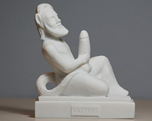 greekartshop Satyr Faunus Faun Phallus nackt männliche Alabaster-Statue Skulptur 11 cm von greekartshop