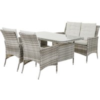 Dining-Set Loungeset Parma 4-teilig, Polyrattan Gartenmöbel Sofa- Set, Kissen Grau von greemotion