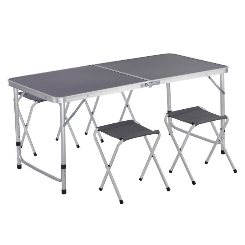 Greemotion Camping-Set mit 4 Hockern und Klapptisch Silber-Anthrazit von greemotion