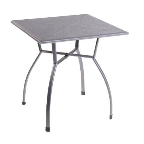 greemotion Gartentisch Toulouse eckig, quadratischer Tisch aus kunststoffummanteltem Stahl, Esstisch mit Niveauregulierung, eisengrau, 70 x 70 x 72 cm, 70 cm l x 70 cm b x 72 cm h von Greemotion