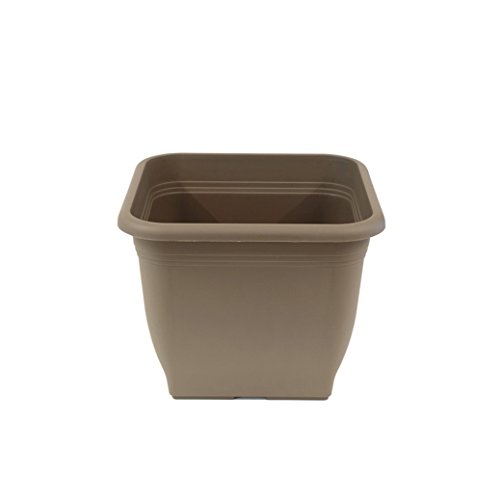 greemotion Pflanzkübel Pia Taupe - Blumentopf 23x23cm - 7L Blumenkübel eckig - Übertopf UV-beständiger Kunststoff - Pflanztopf frostsicher - Pflanzgefäß mit Bodenlöchern - Pflanzen-Zubehör von Greemotion