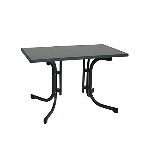 greemotion Klapptisch anthrazit, Gartentisch mit witterungsbeständiger Sevelit-Tischplatte in Schieferoptik, platzsparend klappbar, Tisch mit Niveauregulierung, Maße: ca. 110 x 70 x 70 cm von Greemotion