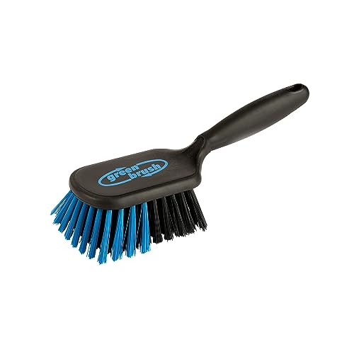 Green Brush Stielbürste Teppichbürste hart aus Recycling Material mit Kantenschutz - blau von green brush