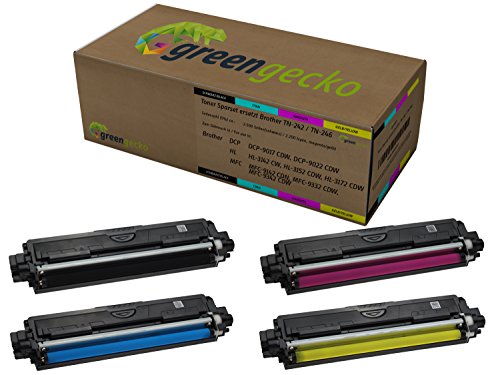 Toner Sparset ersetzt Brother TN 242 / TN 246 / Für Brother HL 3142 cw, DCP 9022 cdw, MFC 9142 CDN, MFC 9332 cdw, MFC 9342 cdw/Druckerpatronen Schwarz, Cyan, Magenta, Gelb von green gecko