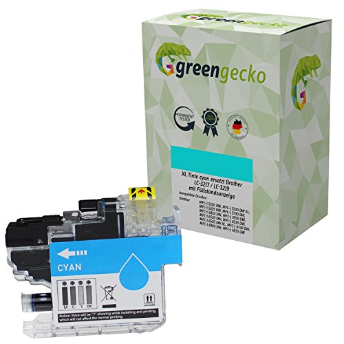 XL Tintenpatrone Cyan ersetzt Brother LC-3217 / LC-3219 für Brother MFC J 5330, MFCJ 5335, MFCJ 5730, MFC J 6930 / Druckerpatrone Cyan/blau XL Tintenpatrone Cyan ersetzt Brother LC-3217 / LC-3219 für Brother MFC J 5330, MFCJ 5335, MFCJ 5730, MFC J 6930 / Druckerpatrone Cyan/blau von green gecko