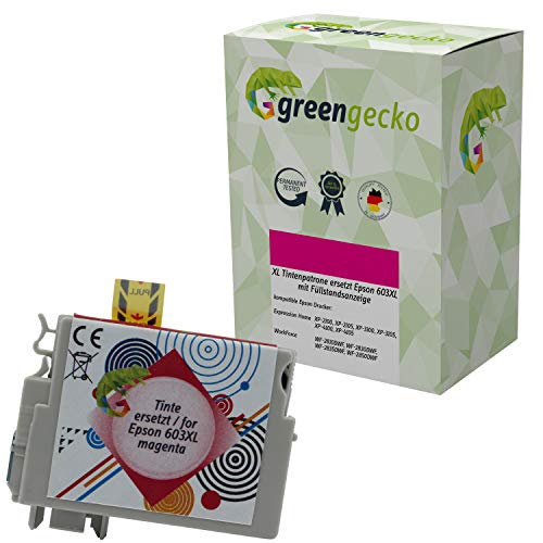 XL Tintenpatrone Magenta ersetzt Epson 603XL geeignet für Epson XP-2100, XP-2105, XP-3100, XP-3105, XP-4100, XP-4105, WF-2810DWF, WF-2830DWF, WF-2835DWF, WF-2850DWF I Druckerpatrone Magenta I rot von green gecko