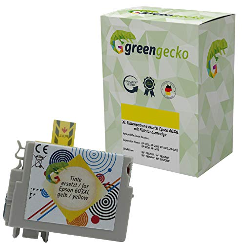 XL Tintenpatrone gelb ersetzt Epson 603XL geeignet für Epson XP-2100, XP-2105, XP-3100, XP-3105, XP-4100, XP-4105, WF-2810DWF, WF-2830DWF, WF-2835DWF, WF-2850DWF I Druckerpatrone Yellow I gelb von green gecko