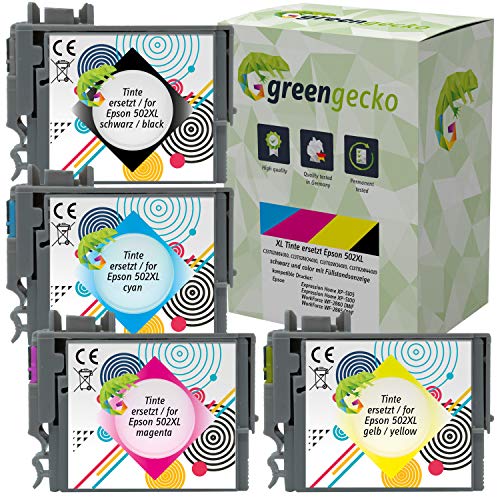 XL Tintenpatronen ersetzen Epson 502XL geeignet für Epson Expression Home XP-5100, XP-5105, XP-5115, Workforce WF-2860DWF, WF-2865DWF I Druckerpatronen schwarz, Cyan, Magenta, gelb von green gecko