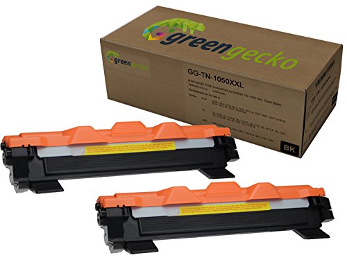 XXL Doppelpack ersetzt Brother TN-1050 | 2 x 2.000 Seiten (100% mehr Inhalt) | für Brother DCP-1510, HL-1110, MFC-1910 W | schwarz | 2 Toner von green gecko