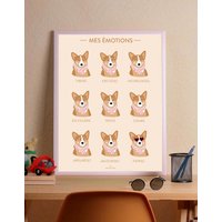 Corgi Mit Brille Poster - Lehrposter Für Das Emotionsmanagement Von Kindern von greenandpaper