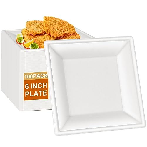 greensight Eckig Zuckerrohr Teller Einwegteller - 16cm 100 Stück Bagasse Pappteller quadratisch weiß klein Einweg Bio Partyteller Einmal Biologisch Geschirr Einmalteller für BBQ greensight Eckig Zuckerrohr Teller Einwegteller - 16cm 100 Stück Bagasse Pappteller quadratisch weiß klein Einweg Bio Partyteller Einmal Biologisch Geschirr Einmalteller für BBQ von greensight