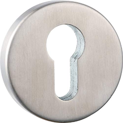 greenteQ Schutzrosette rund Schlüsselrosette für Türen mit Profilzylinderlochung aus Edelstahl, Randhöhe: 12 mm, Türstärke: 57-72 mm von greenteQ