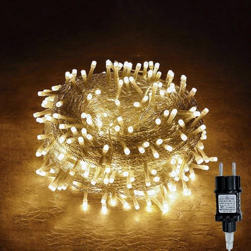 Gresonic 100/200/300/400er Led Lichterkette Strombetrieben mit Stecker Außen und Innen für Garten Hochzeit Weihnachten Party Warmweiß (Warmweiss, 100LED) von Gresonic