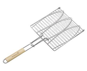 grill-onlineshop Fischgrill, für 3 Fische, verchromt mit abgerundeten Holzgriff, Rost mit 28 x 28cm grill-onlineshop Fischgrill, für 3 Fische, verchromt mit abgerundeten Holzgriff, Rost mit 28 x 28cm von grill-onlineshop