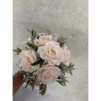Brautstrauß, Trockenblumenstrauss in Creme/ Weiß Mit Rosen Und Oliven , Dried Flowers von gronarda