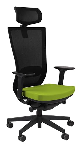 grospol Marti BS HD Ergonomischer Bürostuhl mit Verstellbarer Kopfstütze, Armlehnen, Lendenwirbelstütze, Neigungsfunktion, Mesh-Stuhl, schützt den Rücken, Bürostuhl 120 kg (grün) von grospol