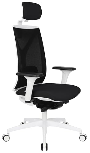 grospol Valio WS HD Bürostuhl, Bürodrehstuhl, höhenverstellbare Rückenlehne und Sitzfläche, 2D-Kopfstütze, verstellbare Lordosenstütze, 4D-Armlehnen, AntiShock-Funktion, weißer Rahmen, (schwarz) von grospol