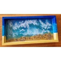 Tablett Ozean Epoxidharz. Resinart. Wellentechnik. Handgemacht von grossARTtiger