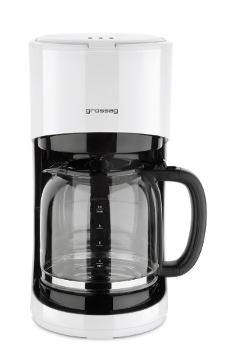 grossag Filter-Kaffeemaschine mit Glaskanne KA 70.10 | 1,4 Liter für 10 Tassen Kaffee | 900 Watt und 240 Volt | Schwarz – Weiß von grossag